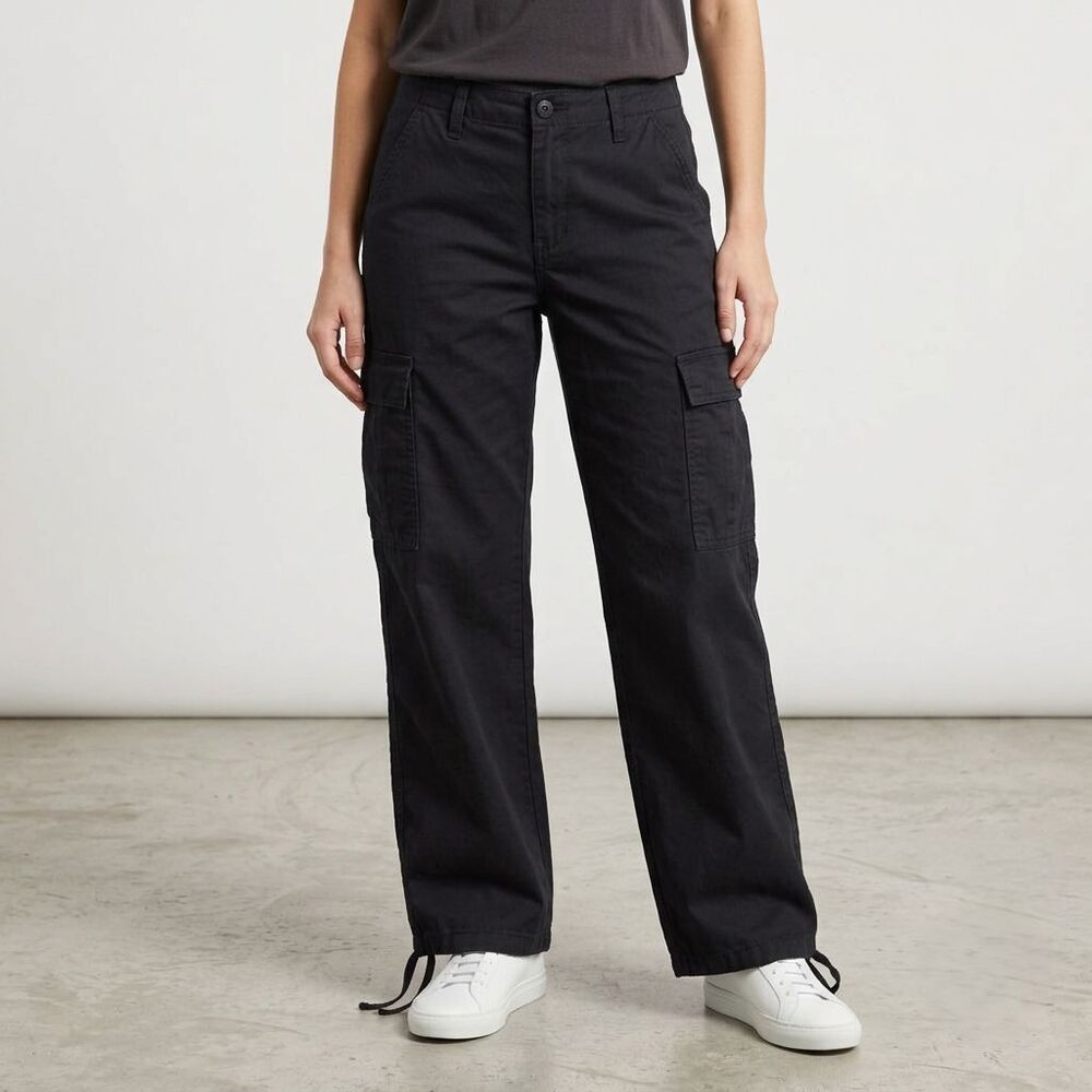 Levis 94 Baggy Cargo Pants Womens 27 Black Wide Leg Skater Paratrooper